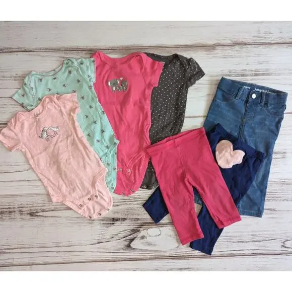 Carter's Toddler Girl Onsie and pant 7 piece bundle sz 12 M - Picture 2 of 6
